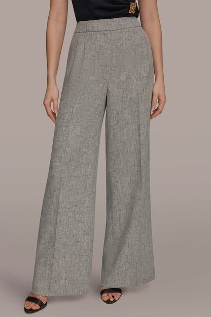 Donna Karan MID-RISE MÉLANGE PLEATED WIDE-LEG SUIT PANT