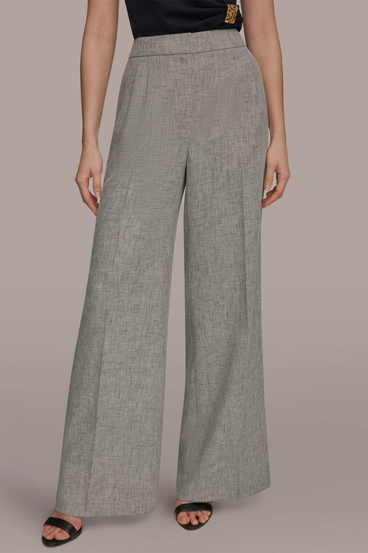 Donna Karan MID-RISE MÉLANGE PLEATED WIDE-LEG SUIT PANT