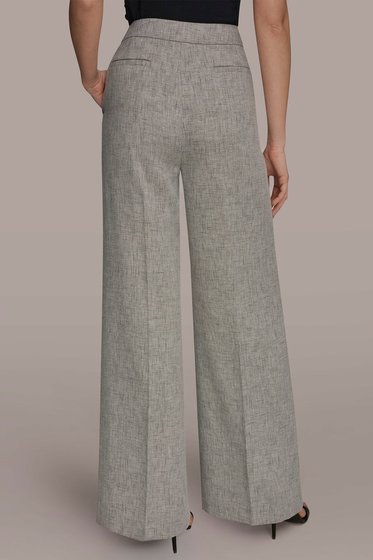 Donna Karan MID-RISE MÉLANGE PLEATED WIDE-LEG SUIT PANT