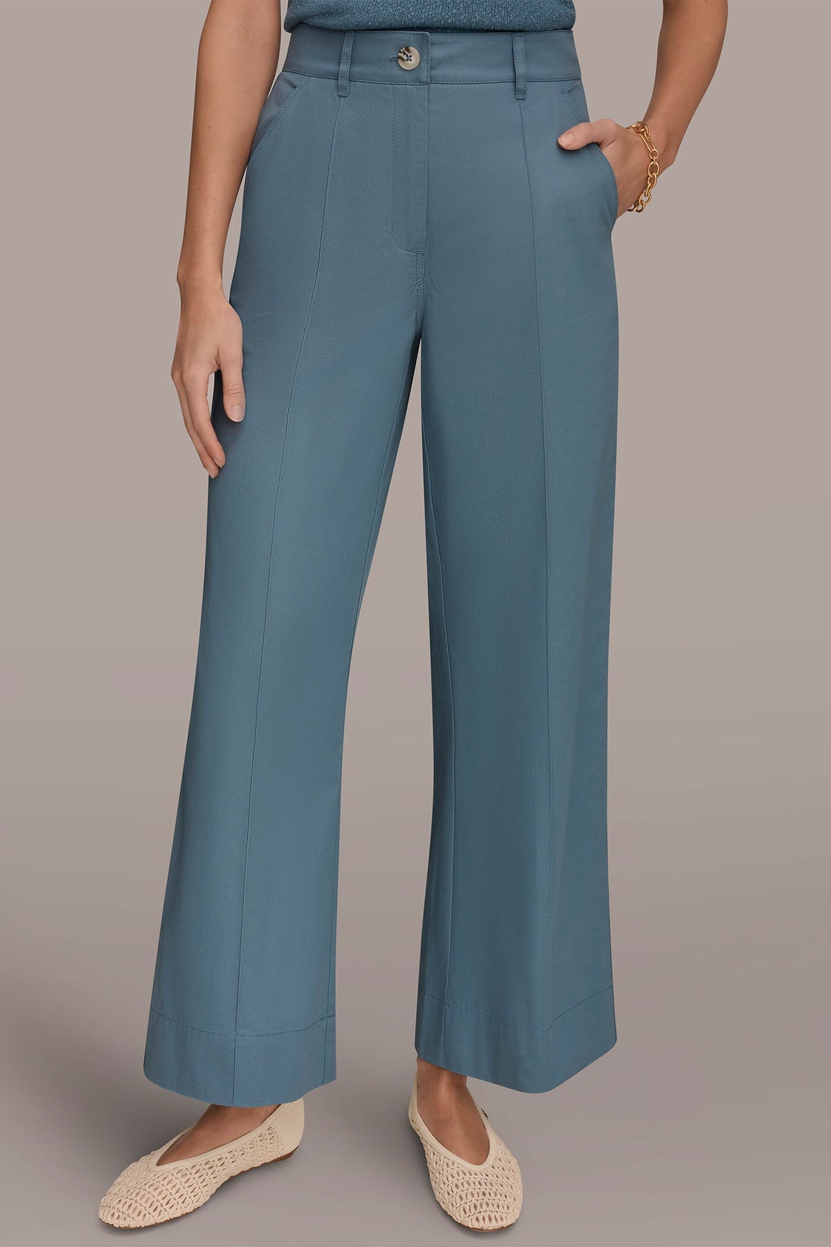 Donna Karan HIGH-RISE PINTUCKED WIDE-LEG TROUSER