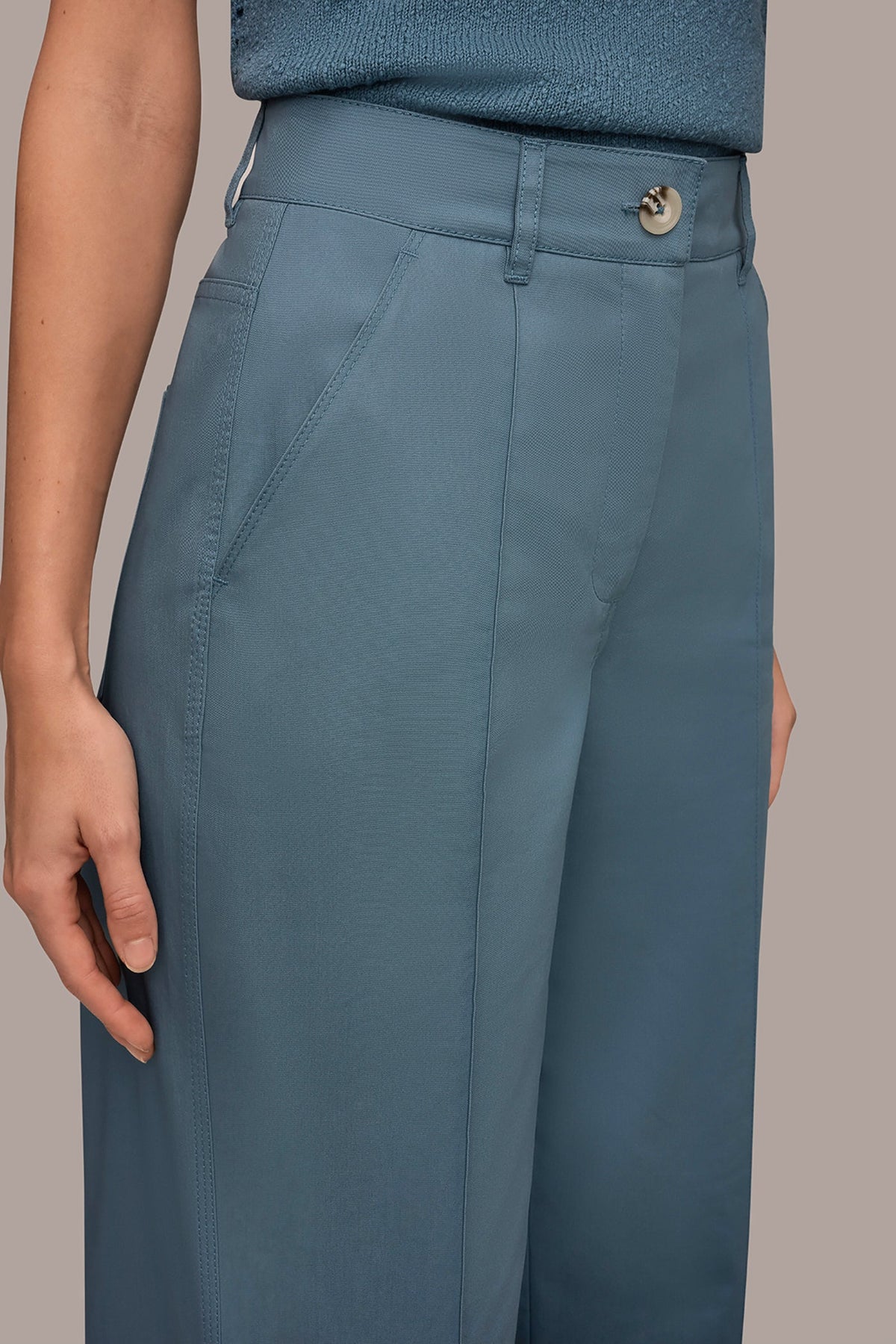 Donna Karan HIGH-RISE PINTUCKED WIDE-LEG TROUSER
