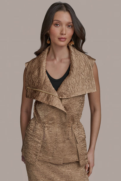 Donna Karan TEXT ZIP FRONT VEST