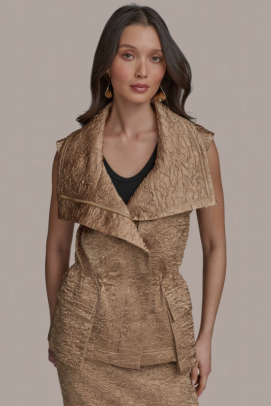 Donna Karan TEXT ZIP FRONT VEST
