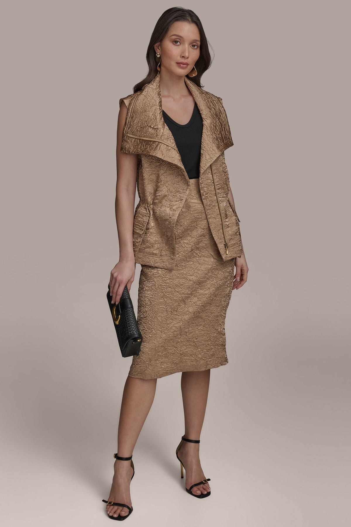 Donna Karan TEXT ZIP FRONT VEST