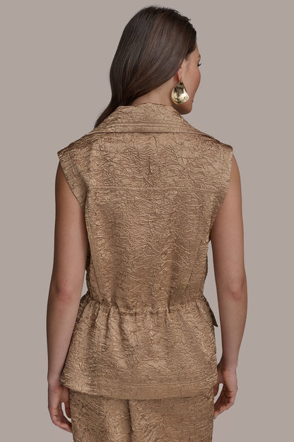 Donna Karan TEXT ZIP FRONT VEST