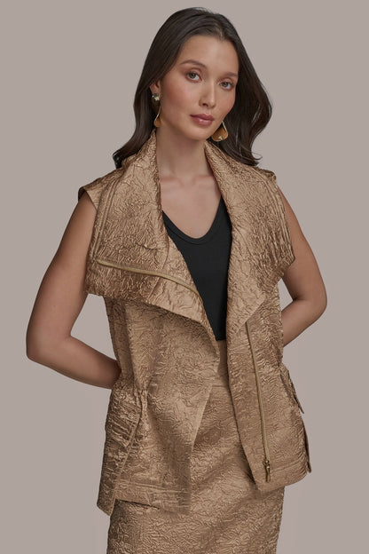 Donna Karan TEXT ZIP FRONT VEST