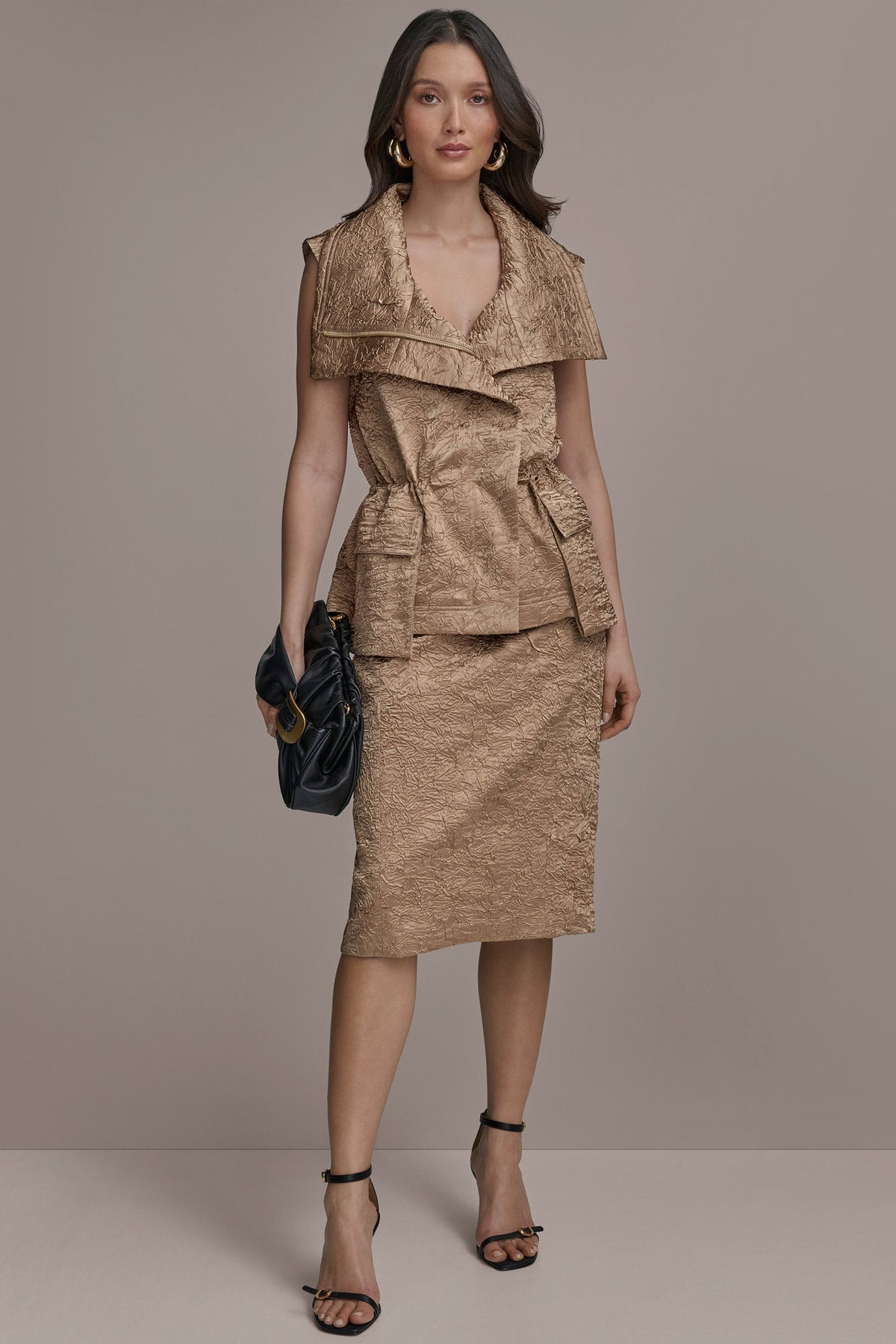 Donna Karan TEXT ZIP FRONT VEST