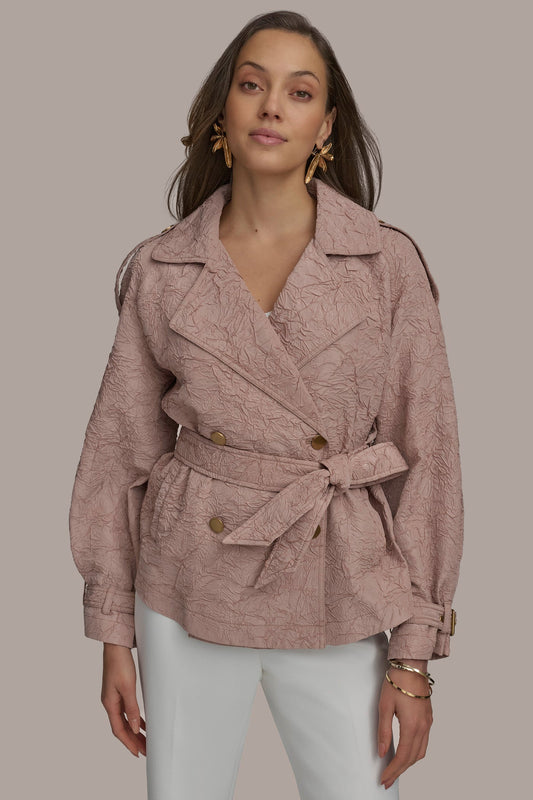 Donna Karan TEXT BUTTON JACKET WITH TIE