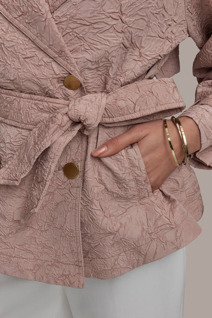 Donna Karan TEXT BUTTON JACKET WITH TIE
