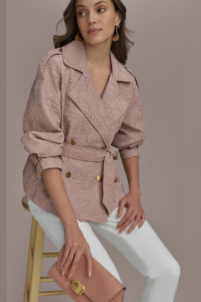Donna Karan TEXT BUTTON JACKET WITH TIE
