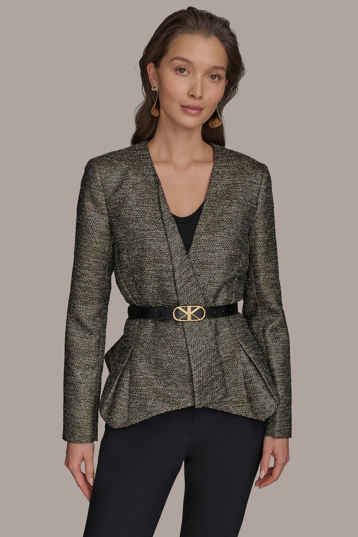 Donna Karan METALLIC WRAP JACKET