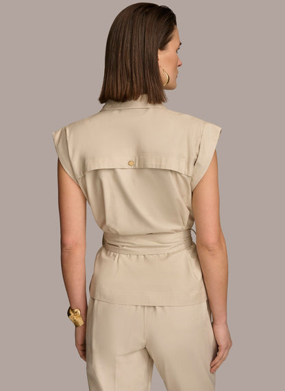 Donna Karan BELTED JACKET WITH POCKETS