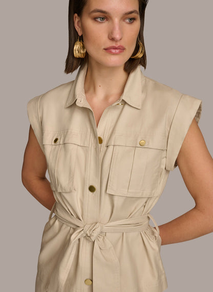 Donna Karan BELTED JACKET WITH POCKETS