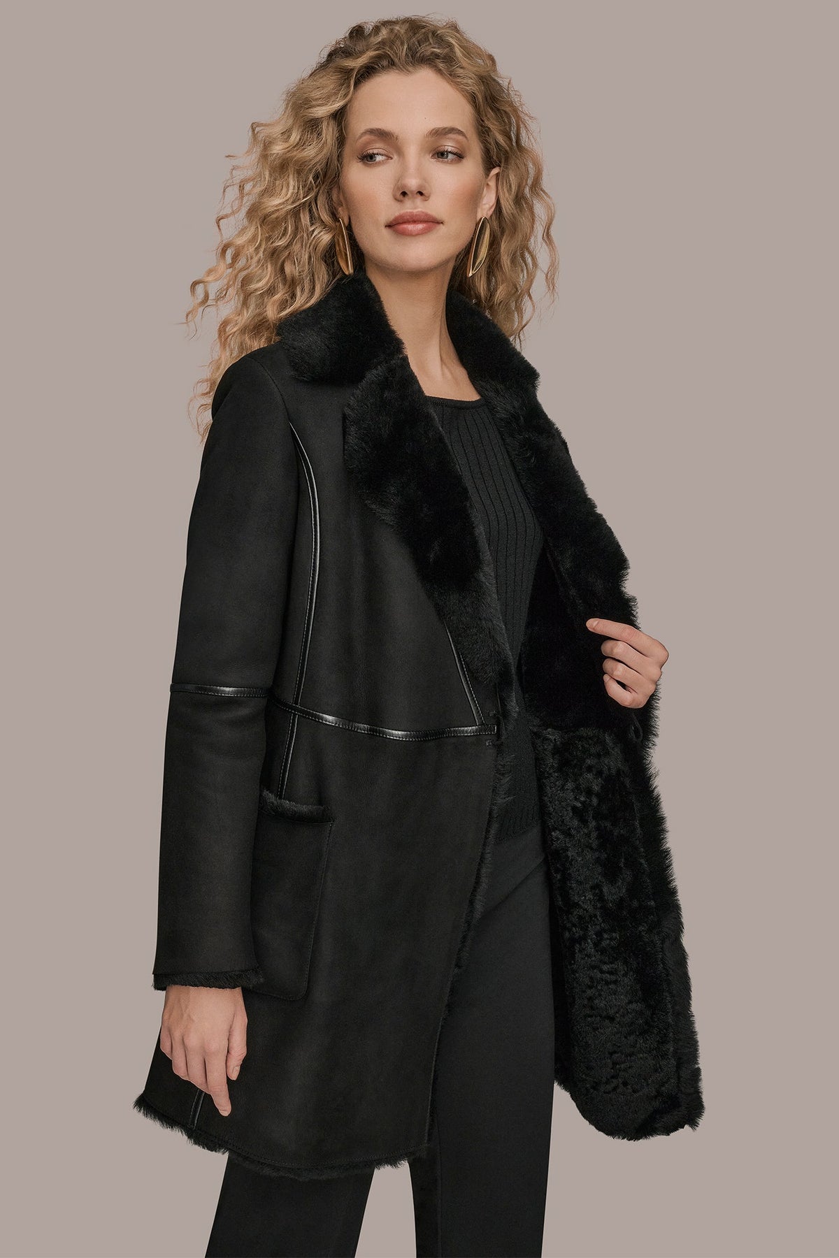 Donna Karan SHEARLING COAT