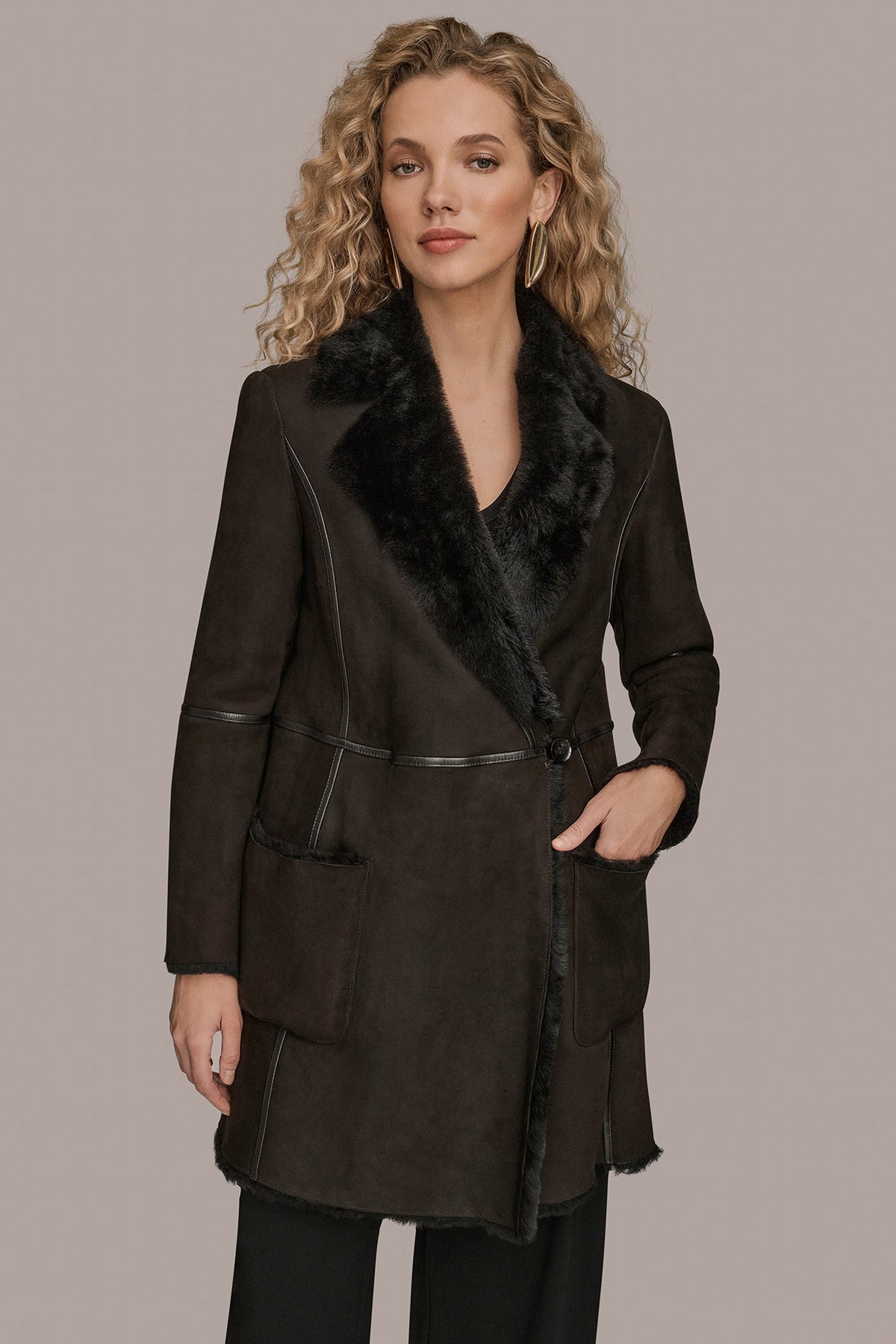 Donna Karan SHEARLING COAT