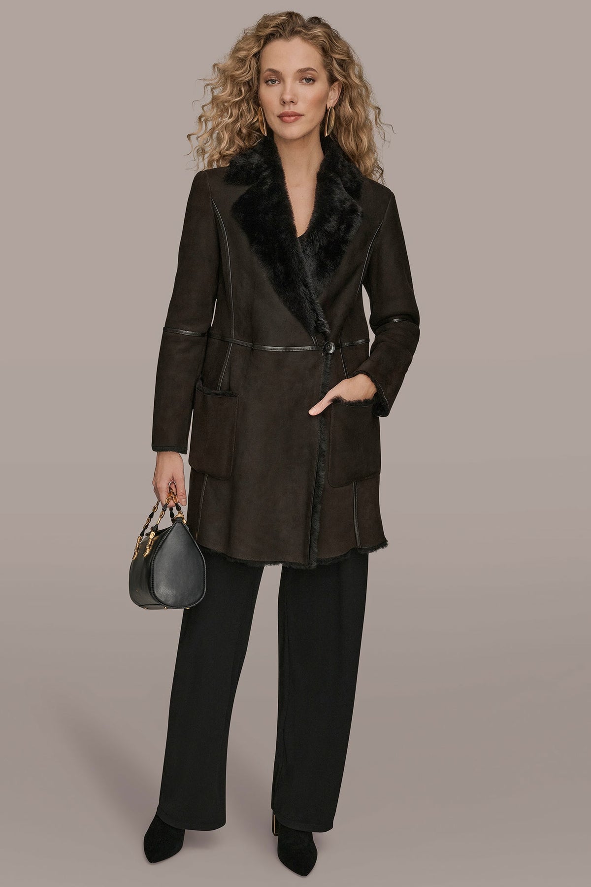 Donna Karan SHEARLING COAT