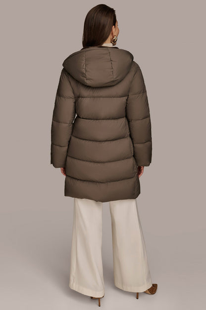 Donna Karan Long Hooded Down Filled Puffer Coat