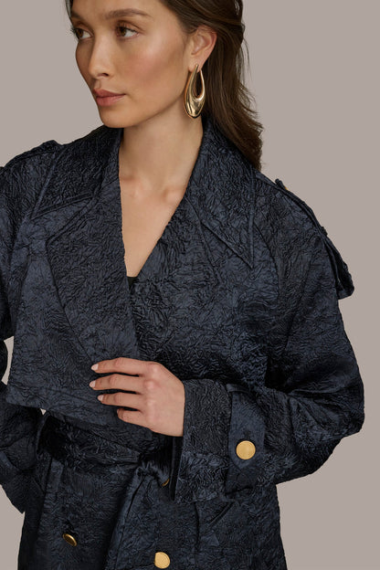 Donna Karan CRUSHED SATIN TRENCH COAT
