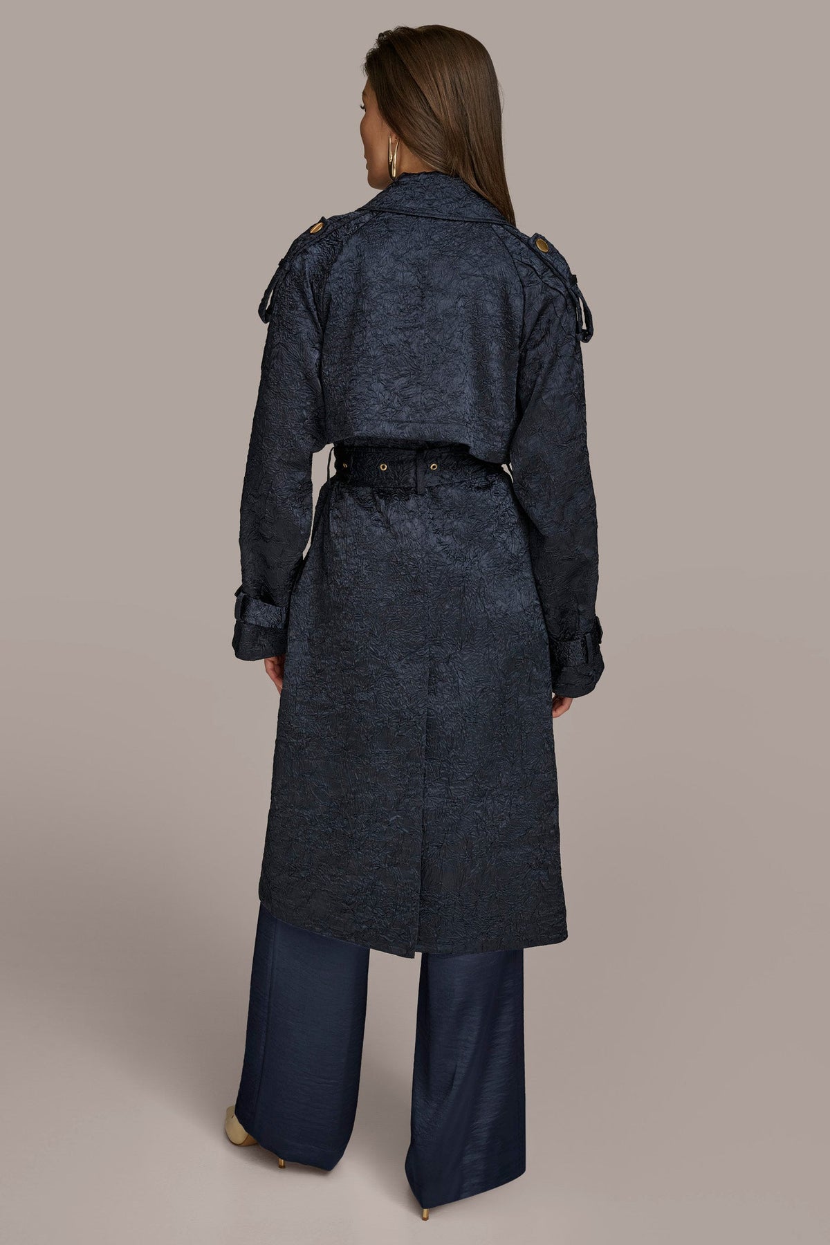 Donna Karan CRUSHED SATIN TRENCH COAT