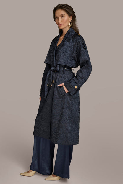 Donna Karan CRUSHED SATIN TRENCH COAT