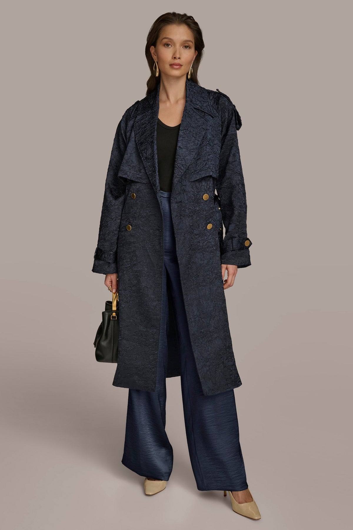 Donna Karan CRUSHED SATIN TRENCH COAT