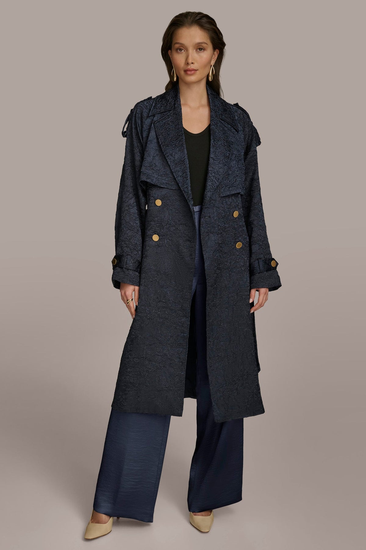 Donna Karan CRUSHED SATIN TRENCH COAT