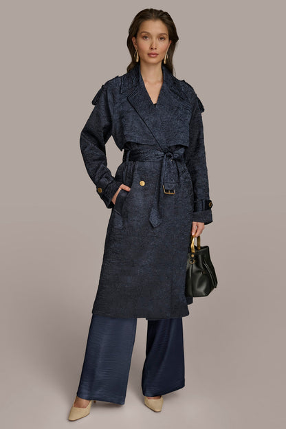 Donna Karan CRUSHED SATIN TRENCH COAT