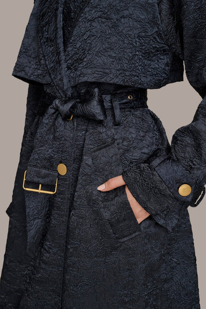 Donna Karan CRUSHED SATIN TRENCH COAT