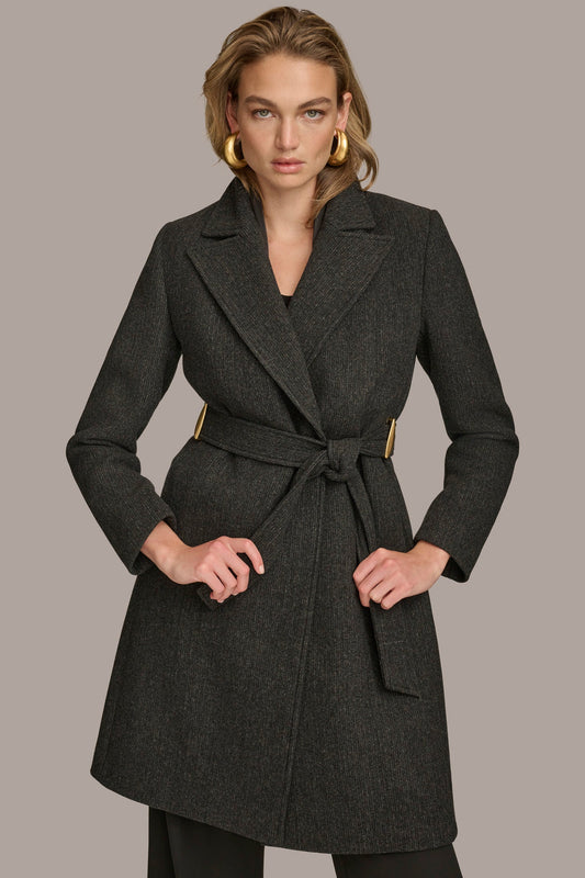 Donna Karan WOOL LONG WRAP COAT