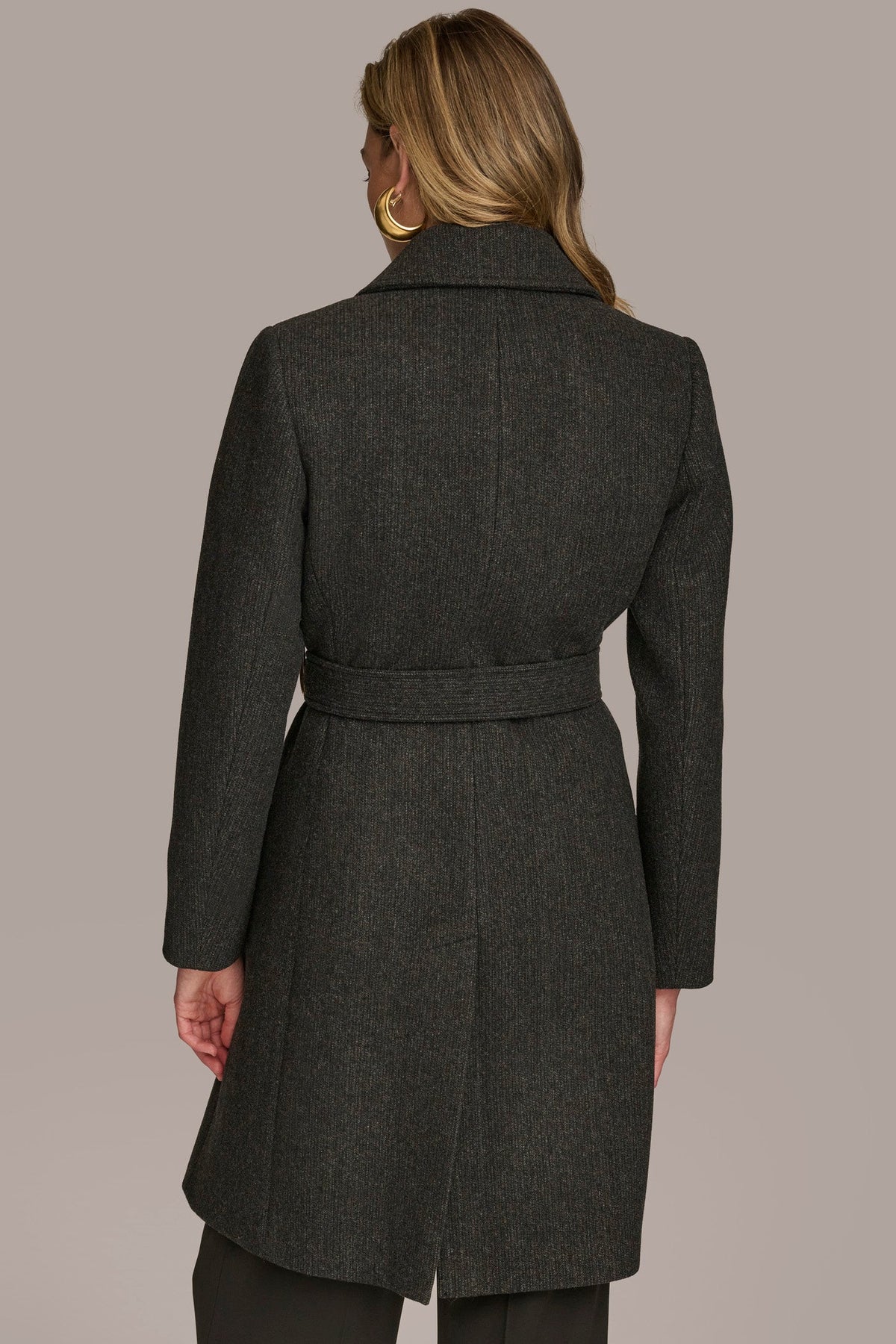 Donna Karan WOOL LONG WRAP COAT