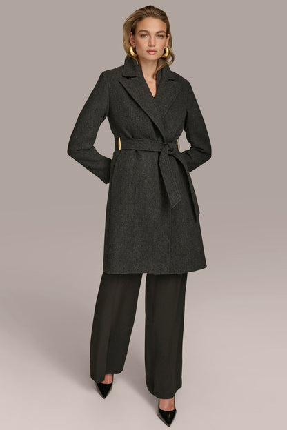 Donna Karan WOOL LONG WRAP COAT
