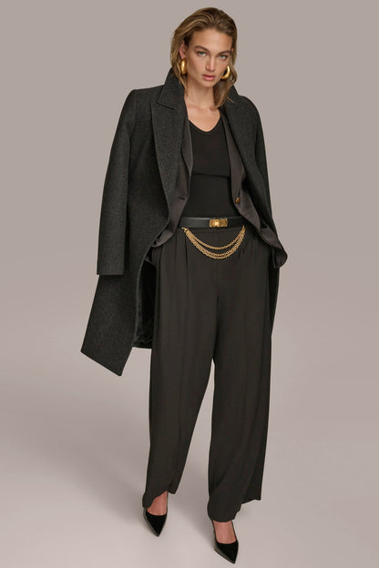 Donna Karan WOOL LONG WRAP COAT