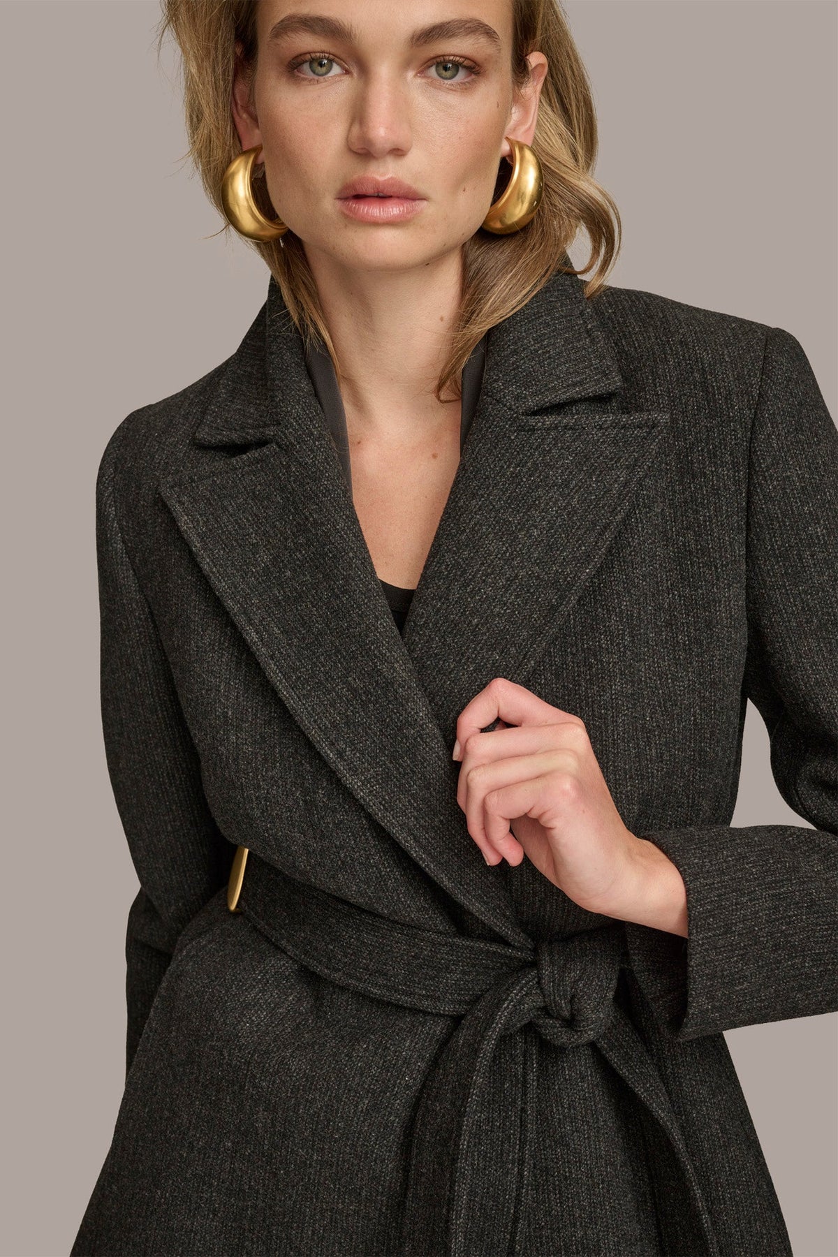 Donna Karan WOOL LONG WRAP COAT