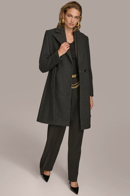 Donna Karan WOOL LONG WRAP COAT