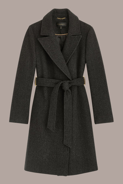 Donna Karan WOOL LONG WRAP COAT