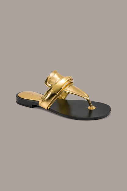 Donna Karan VELVET METALLIC THONG FLAT SANDAL