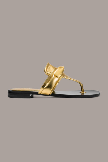 Donna Karan VELVET METALLIC THONG FLAT SANDAL