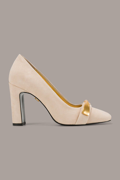 Donna Karan SABINA EMBELLISHED SUEDE HIGH PUMP