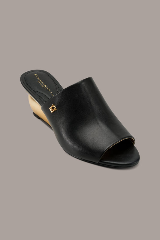 Donna Karan DONNA LEATHER WEDGE MULE SANDAL