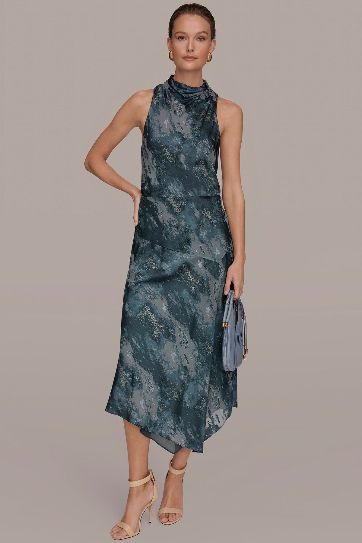 Donna Karan SLEEVELESS METALLIC BURNOUT DRESS