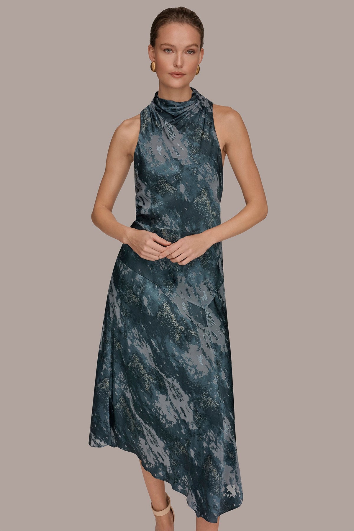 Donna Karan SLEEVELESS METALLIC BURNOUT DRESS