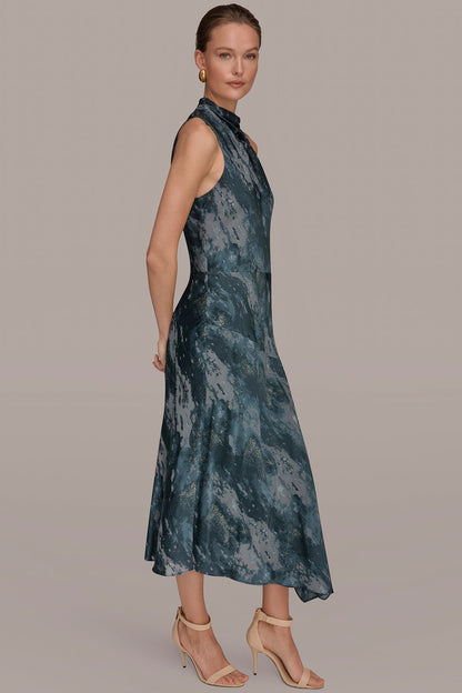 Donna Karan SLEEVELESS METALLIC BURNOUT DRESS