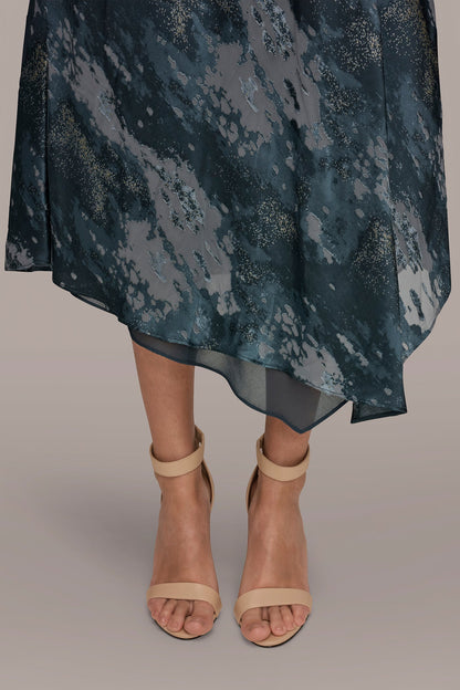 Donna Karan SLEEVELESS METALLIC BURNOUT DRESS