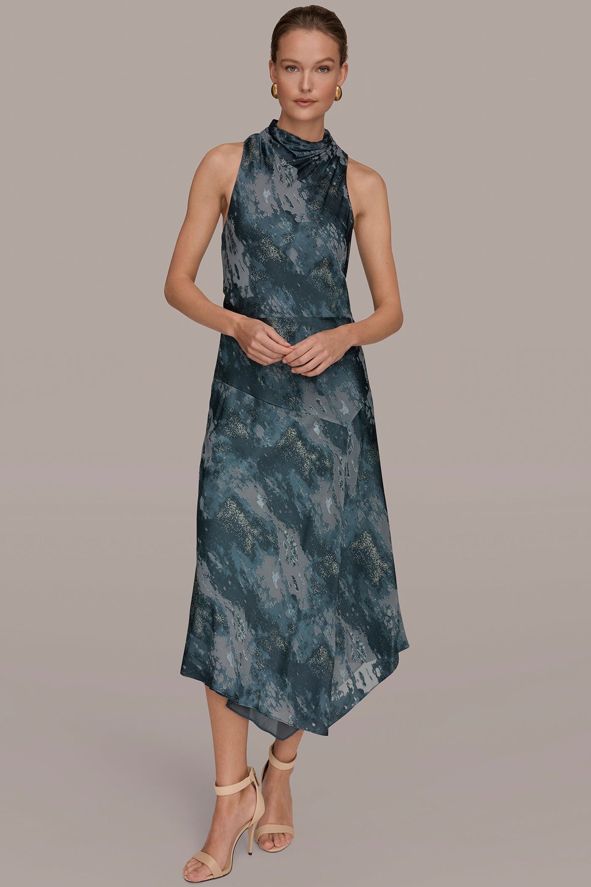 Donna Karan SLEEVELESS METALLIC BURNOUT DRESS