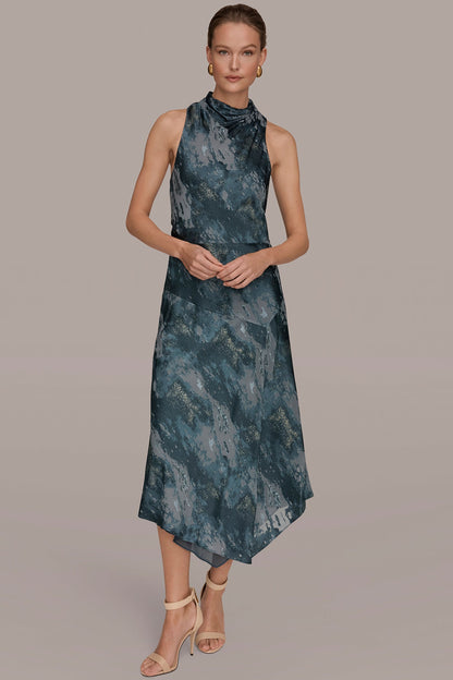Donna Karan SLEEVELESS METALLIC BURNOUT DRESS