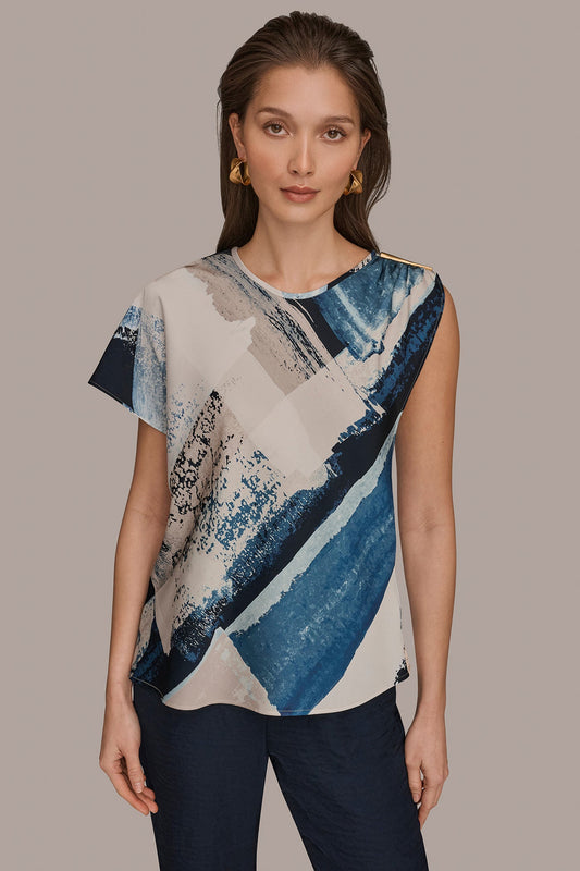 Donna Karan ASYMMETRICAL SHOULDER BLOUSE