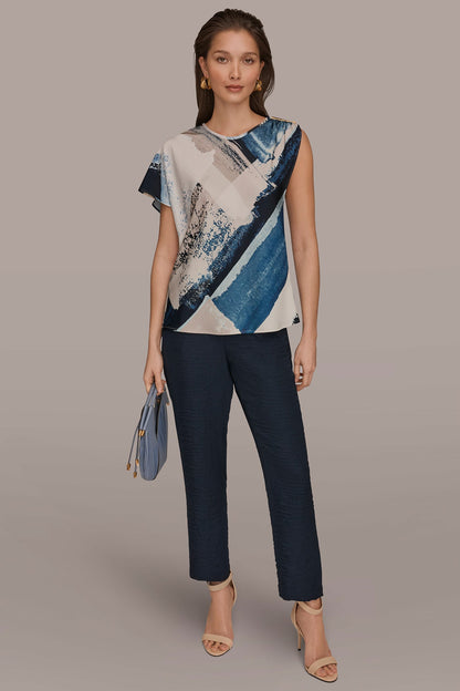 Donna Karan ASYMMETRICAL SHOULDER BLOUSE