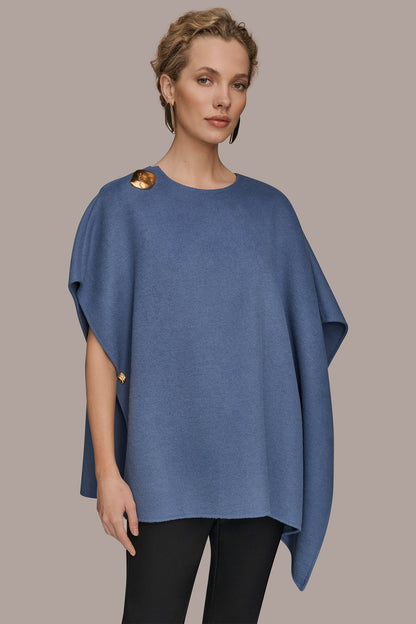 Donna Karan BUTTON-EMBELLISHED WOOL-BLEND CAPE