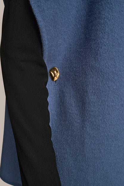Donna Karan BUTTON-EMBELLISHED WOOL-BLEND CAPE