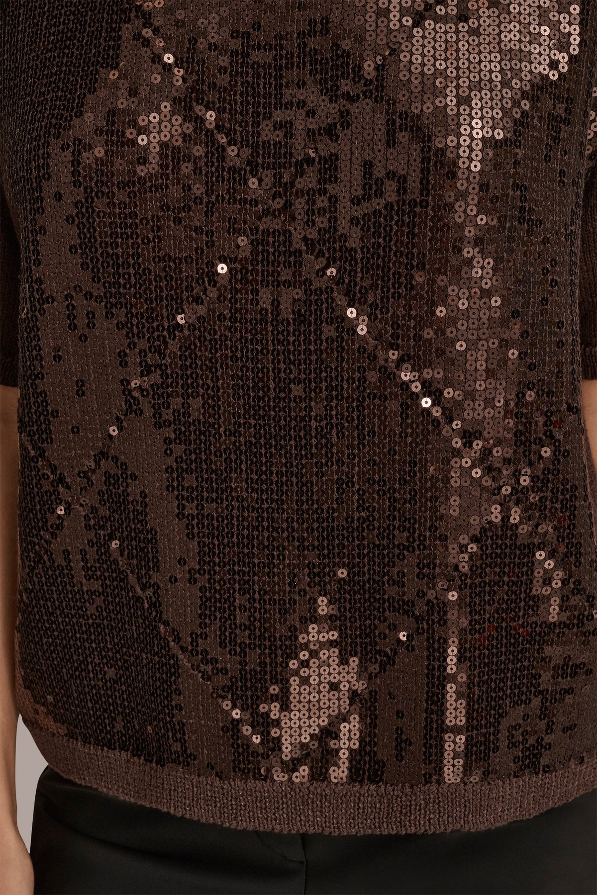 Donna Karan ELBOW-SLEEVE SEQUIN SWEATER